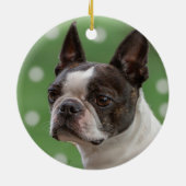 Aangepaste Boston Terrier-hondsfoto Keramisch Ornament (Achterkant)