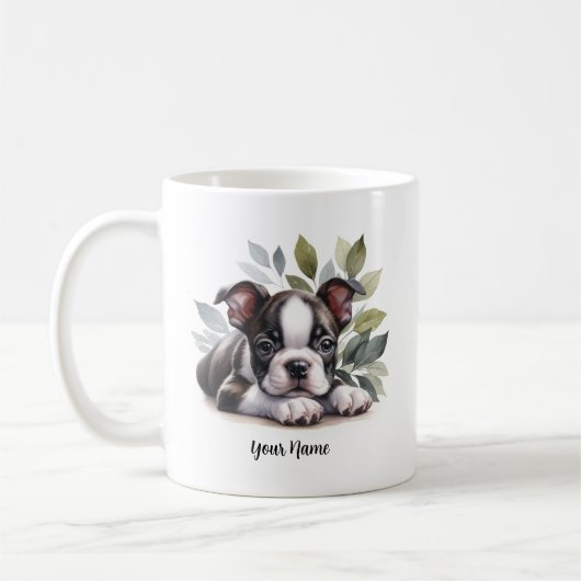 Aangepaste Boston Terrier Mok met Inspirerend offe (Links)