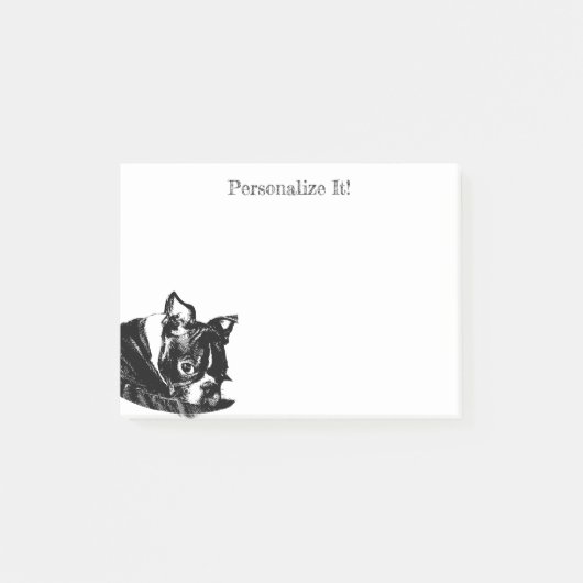 Aangepaste Boston Terrier Puppy Post-It Notes (Voorkant)