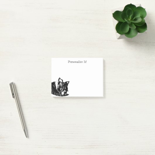 Aangepaste Boston Terrier Puppy Post-It Notes (Kantoor)