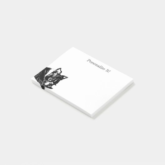 Aangepaste Boston Terrier Puppy Post-It Notes (Schuin)