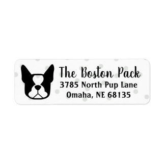 Aangepaste Boston Terrier retouradres label sticke