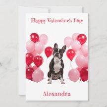 Aangepaste Boston Terrier Roze Rode Ballons Valent