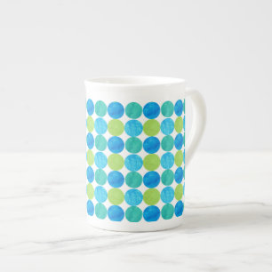 Aangepaste bot China Mok, Blue Moons Grid Pattern Porselein Kop