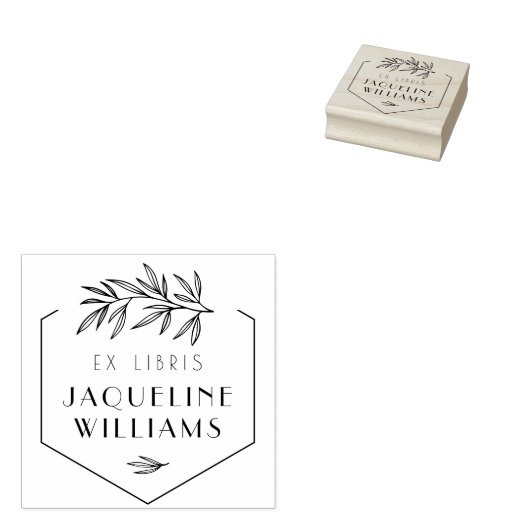 Aangepaste Botanische Bibliotheek Boek Ex Libris B Rubberstempel (Gestempeld)