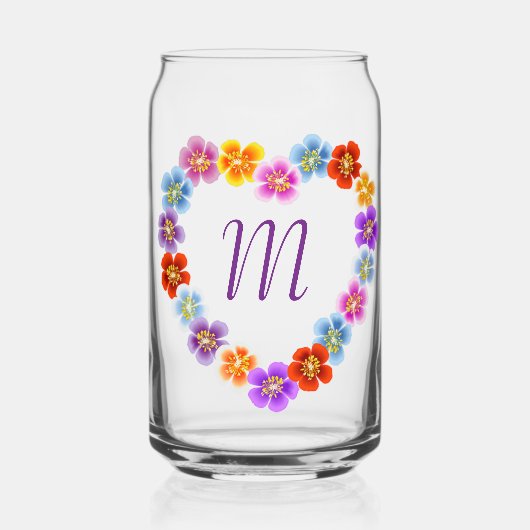 Aangepaste Botanische Boho Bloemen Hart Lei Krans Blikvorm Glas (Voorkant)