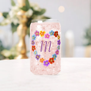 Aangepaste Botanische Boho Bloemen Hart Lei Krans Blikvorm Glas