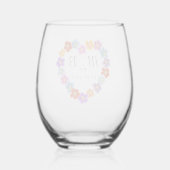 Aangepaste Botanische Boho Bloemen Hart Lei Krans Wijnglas Zonder Voet (Achterkant)