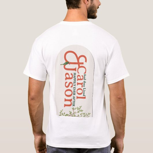 Aangepaste botanische bruiloft - gepersonaliseerd t-shirt (Achterkant)