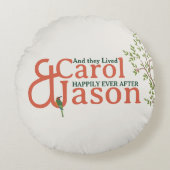 Aangepaste botanische bruiloft rond kussen (Voorkant)