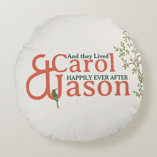 Aangepaste botanische bruiloft rond kussen (Voorkant)