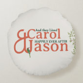 Aangepaste botanische bruiloft rond kussen (Achterkant)