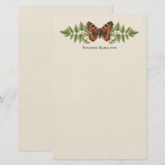 Aangepaste botanische Butterfly Briefpapier (Voorkant / Achterkant)