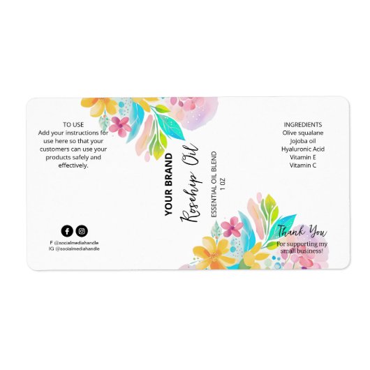 Aangepaste botanische druppelflesproductetiketten etiket (Voorkant)