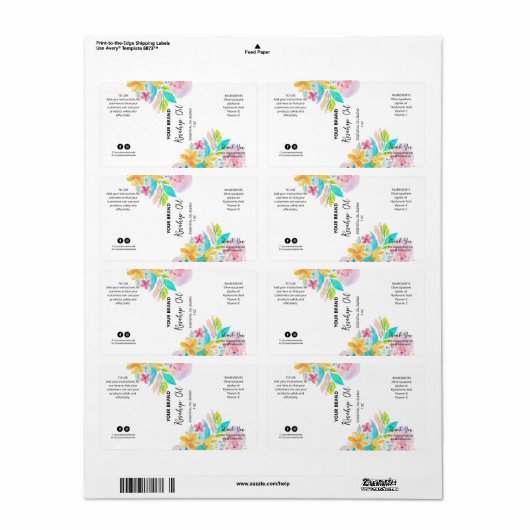 Aangepaste botanische druppelflesproductetiketten etiket (Full Sheet)