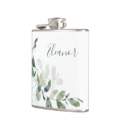 Aangepaste botanische eucalyptus boho bruidsfavori heupfles (Links)