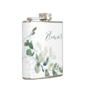 Aangepaste botanische eucalyptus boho bruidsfavori heupfles (Rechts)