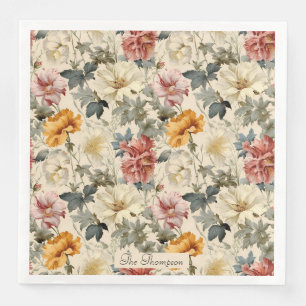 Aangepaste botanische in luxepatroon kunst servet