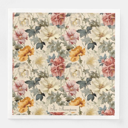 Aangepaste botanische in luxepatroon kunst servet (Voorkant)