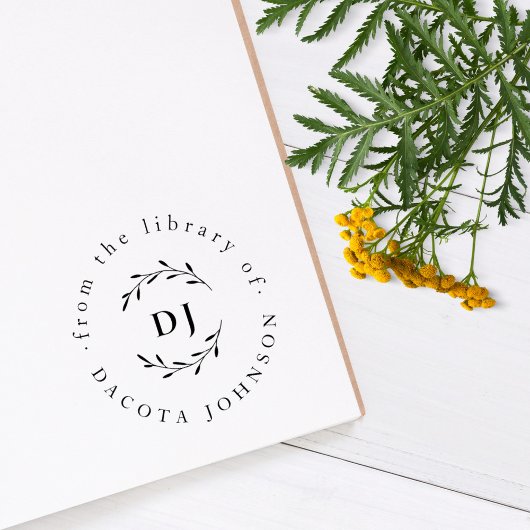 Aangepaste botanische Initialen Elegant bibliothee Rubberstempel