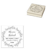Aangepaste botanische krans bruiloft retour adres rubberstempel (Gestempeld)