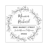 Aangepaste botanische krans bruiloft retour adres rubberstempel (Afrduk)