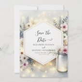 Aangepaste Botanische Mason Jar bruiloft Save The Date (Voorkant)