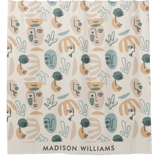 Aangepaste botanische motieven met gepersonaliseer douchegordijn (Voorkant)