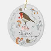Aangepaste botanische roodborst vogel botanische K Keramisch Ornament (Links)
