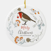 Aangepaste botanische roodborst vogel botanische K Keramisch Ornament (Achterkant)