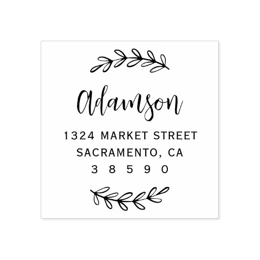 Aangepaste botanische script familienaam retouradr rubberstempel (Afrduk)