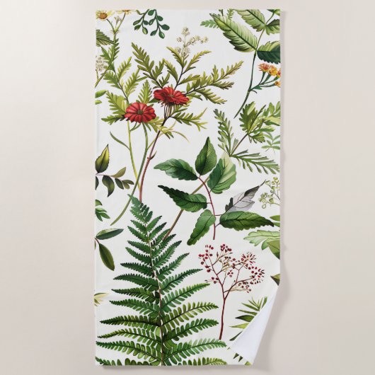 Aangepaste botanische strandhanddoek strandlaken (Voorkant)