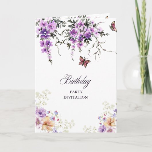 Aangepaste botanische verjaardagsuitnodiging (Voorkant)