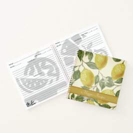 Aangepaste botanische vintage gele citroenen recep notitieboek