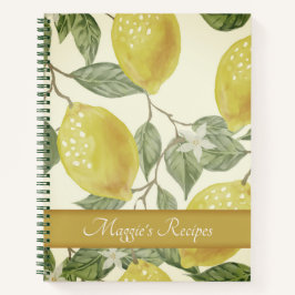 Aangepaste botanische vintage gele citroenen recep notitieboek