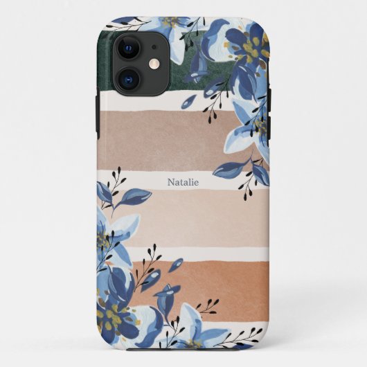 Aangepaste botanische Waterverf blauw Case-Mate iPhone Case (Achterkant)