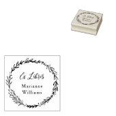 Aangepaste Botanische Wreath Ex Libris Script Name Rubberstempel (Gestempeld)
