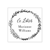 Aangepaste Botanische Wreath Ex Libris Script Name Rubberstempel (Afrduk)