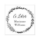 Aangepaste Botanische Wreath Ex Libris Script Name Zelfinktende Stempel (Design)