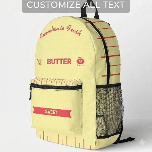 Aangepaste Boter Stok Zoete Retro Foodie Rugzak 