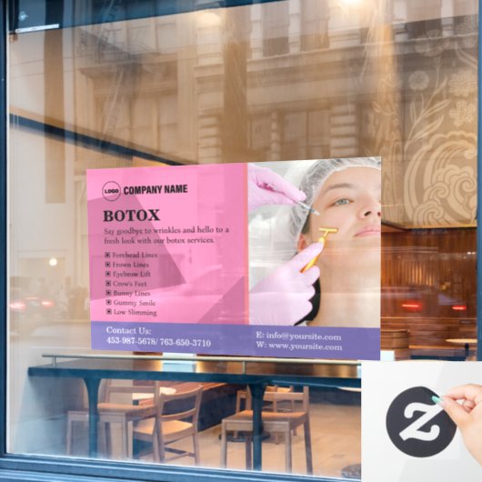 Aangepaste Botox Behandeling Service Venster Cling Raamsticker (Cafe Raam)