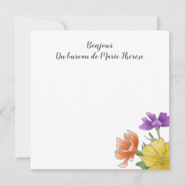 Aangepaste Bounjour Bright Waterverf Floral Notitiekaartje