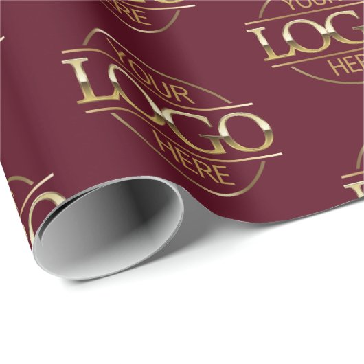Aangepaste Bourgogne Business Logo Branded Promoti Cadeaupapier (Rol Hoek)