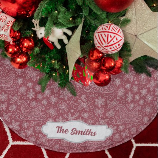 Aangepaste Bourgogne Doodle Christmas Sleigh Patte Kerstboom Rok