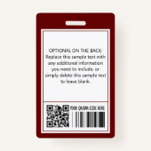 Aangepaste Bourgogne Eenvoudige kleurennaam Badge (Achterkant)