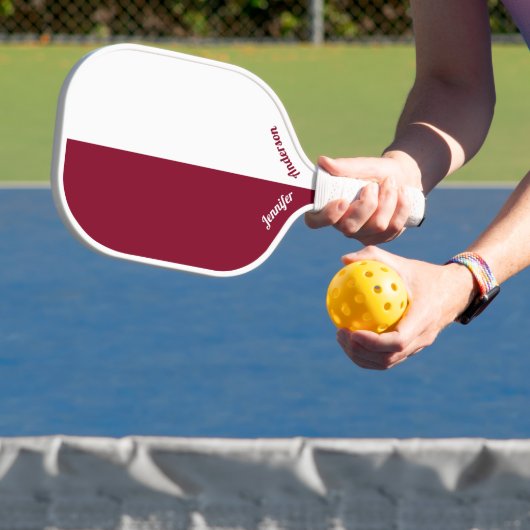 Aangepaste Bourgogne en Wit Pickleball Paddle (Insitu)
