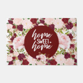 Aangepaste Bourgogne Floral Home Sweet Home Deurmat (Voorkant)