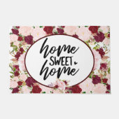 Aangepaste Bourgogne Floral Home Sweet Home Deurmat (Voorkant)