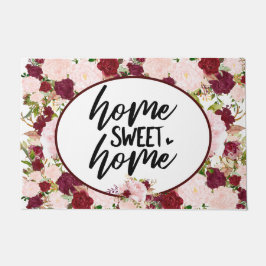 Aangepaste Bourgogne Floral Home Sweet Home Deurmat