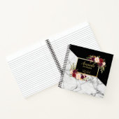 Aangepaste Bourgogne Floral Marble Gold Designer N Notitieboek (Binnen)